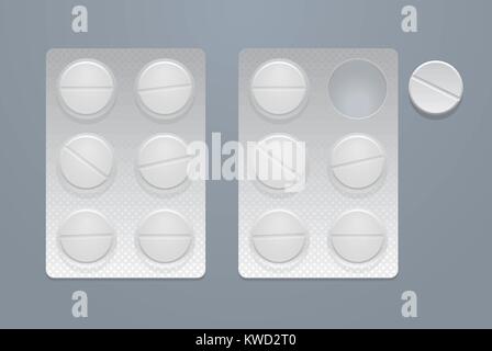 Comprimés ronds vecteur en deux sous blister, eps10 Illustration de Vecteur