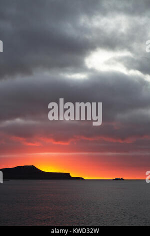 Îles Galápagos - coucher de soleil coucher de soleil sur l'Île Floreana, Galapagos, Equateur Amérique du Sud Banque D'Images