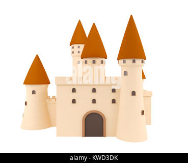 Cartoon château médiéval isolé sur fond blanc Banque D'Images