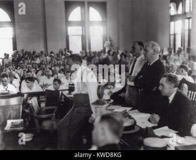 Clarence Darrow au procès Scopes, Juillet 10, 1925-21, Dayton, Ohio. Enseignant de l'école John Scopes incriminé lui-même délibérément pour tester la Loi Butler, qui interdit l'enseignement de l'évolution humaine dans toute école financée par l'état du Tennessee. American Civil Lib (BSLOC 2016 7 11) Banque D'Images