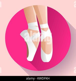 Ballet blanc pointes télévision Vector illustration de sport chaussons de danse debout sur la pointe des pieds Illustration de Vecteur