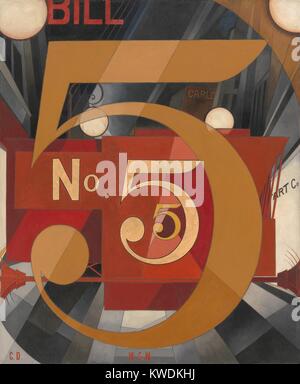 J'ai vu LA FIGURE 5 DE L'OR, par Charles Demuth, 1928, American peinture, huile, feuilles d'or sur du carton. Demuths ancienne peinture de son ami, le poète William Carlos Williams, et un contrôle visuel hommage à son poème de 1921, la grande figure (BSLOC 2017 7 99) Banque D'Images