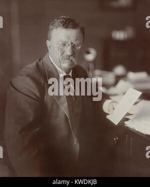 Ex-président Theodore Roosevelt à partir d'une table, le 23 août à septembre 9, 1910. Le Colonel Roosevelt fait campagne pour le progrès des républicains dans les élections de mi-mandat 1910 (BSLOC 2017 8 27) Banque D'Images