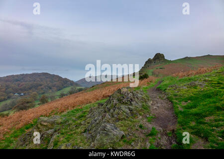 Hope Bowdler Hill, Gaer Pierre, Gaerstones, Shropshire Hills, en Angleterre, Royaume-Uni Banque D'Images