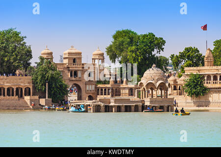 Gadsisar (Gadisagar) Lake à Jaisalmer, Rajasthan, India Banque D'Images