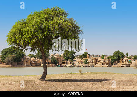 Gadsisar (Gadisagar) Lake à Jaisalmer, Rajasthan, India Banque D'Images