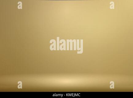 Chambre Studio Gold de luxe avec des projecteurs d'arrière-plan et l'utiliser comme fond d'entreprise, maquette de modèle pour l'affichage de produit, Vector illustration Illustration de Vecteur