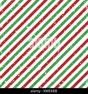 Noël rouge et vert à rayures diagonales lignes sur fond blanc avec la texture de la neige, Vector illustration Illustration de Vecteur