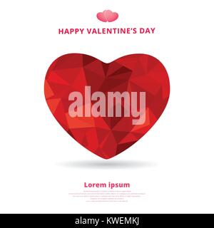 Coeur origami 3d polygone faible ombre design pour la Saint-Valentin. vector illustration. Illustration de Vecteur