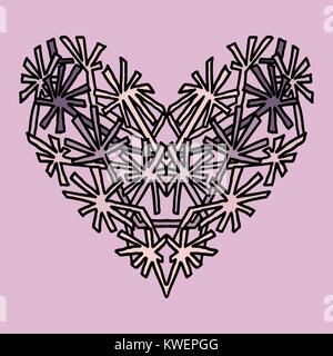 Handdrawn zentangle coeur. Design style Mandala de Saint-Jean La Saint-Valentin cartes. Modèle de livre de coloriage. Doodle vecteur illustration. Illustration de Vecteur