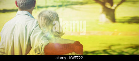 Vue arrière du couple d'âge mûr debout Banque D'Images