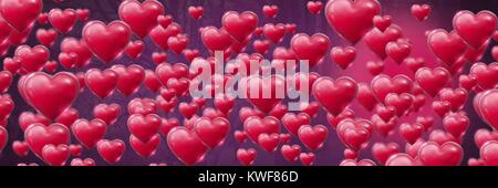 Cœur de Saint-Valentin pétillant et brillant sur fond d'arbres violets Banque D'Images