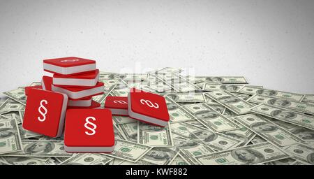 Icônes de symbole de section 3D avec billets Banque D'Images