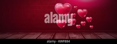 Cœur de Saint-Valentin pétillant et brillant sur parquet Banque D'Images
