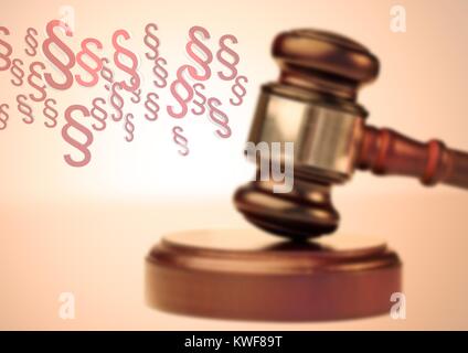 Icônes de symbole de section 3D et gavel de justice Banque D'Images