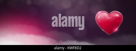 Coeur brillant avec fond violet brumeux Banque D'Images