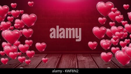 Cœur de Saint-Valentin pétillant et brillant sur parquet Banque D'Images