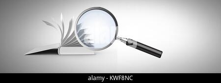 Loupe 3D sur livre Banque D'Images
