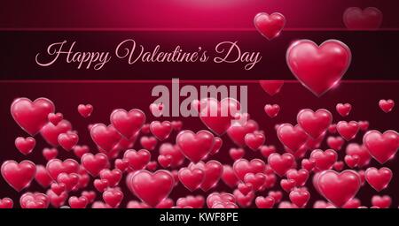 Joyeux texte de la Saint-Valentin et coeurs pétillantes de Saint-Valentin Banque D'Images