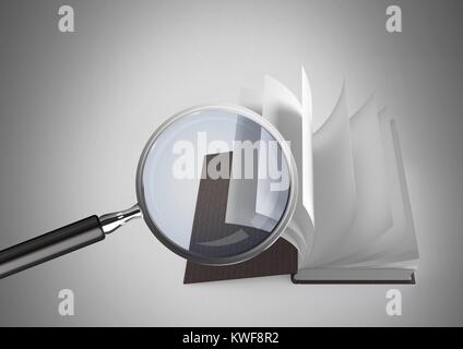 Loupe 3D sur livre Banque D'Images