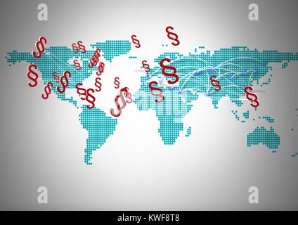 Icônes de symbole de section 3D avec carte du monde Banque D'Images