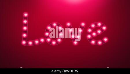Ampoules fluo phosphorescentes à texte « Love » Banque D'Images