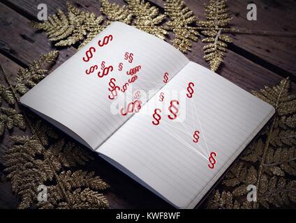 Icônes de symbole de section 3D et bloc-notes ouvert Banque D'Images