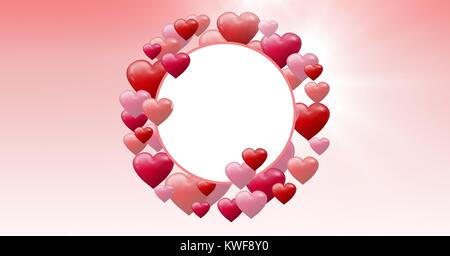 Cœurs de Saint-Valentin pétillant avec cercle vide Banque D'Images