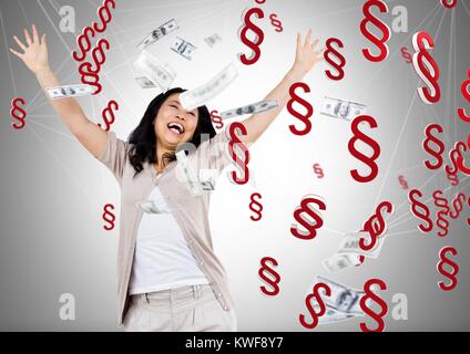 Icônes de symbole de section 3D avec billets Banque D'Images