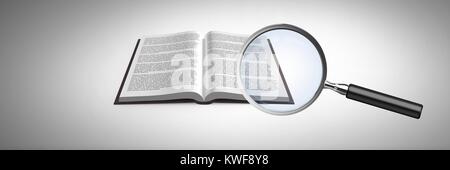 Loupe 3D sur livre Banque D'Images