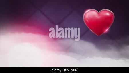 Coeur brillant avec fond violet brumeux Banque D'Images