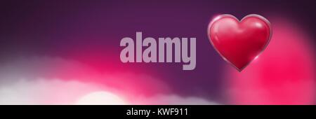 Coeur brillant avec fond violet brumeux Banque D'Images