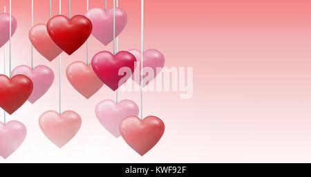 Cœur de Saint-Valentin pétillant accroché à la corde Banque D'Images