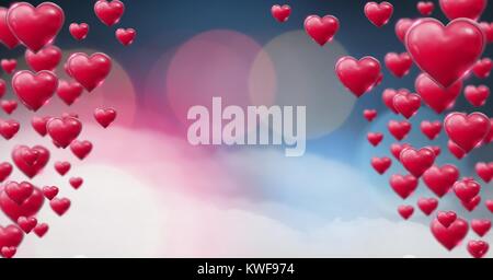 Cœur de Saint-Valentin pétillant et brillant avec fond brumeux de bokeh Banque D'Images