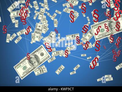 Icônes de symbole de section 3D avec billets Banque D'Images