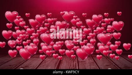 Cœur de Saint-Valentin pétillant et brillant sur parquet Banque D'Images