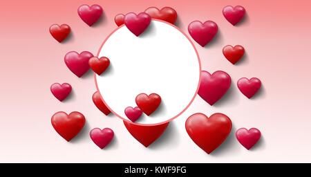 Cœurs de Saint-Valentin pétillant avec cercle vide Banque D'Images
