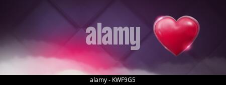 Coeur brillant avec fond violet brumeux Banque D'Images