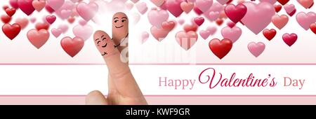 Les doigts de la Saint-Valentin amour couple et heureux texte de la Saint-Valentin et Cœur de Saint-Valentin pétillant avec emp Banque D'Images