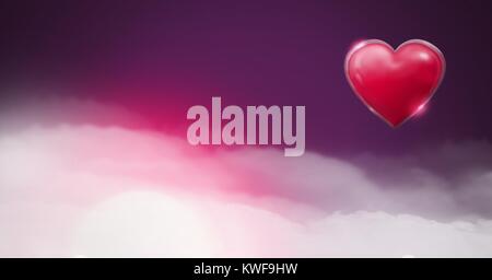 Coeur brillant avec fond violet brumeux Banque D'Images