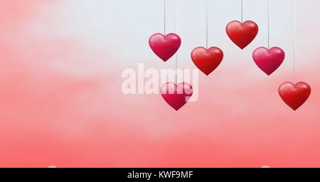 Cœur de Saint-Valentin pétillant accroché à la corde Banque D'Images