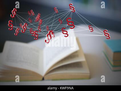 Icônes de symbole de section 3D et livre ouvert Banque D'Images