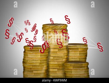 Icônes de symbole de section 3D avec pièces d'argent Banque D'Images