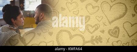 Couple avec coeur de transition amour de Valentin Banque D'Images