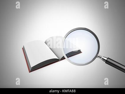 Loupe 3D sur livre Banque D'Images