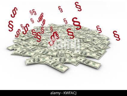 Icônes de symbole de section 3D avec billets Banque D'Images