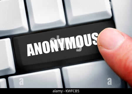 Clé de l'ordinateur avec l'étiquette anonyme, Computertaste mit der Aufschrift Anonymous Banque D'Images