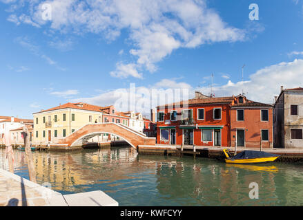 Ponte s. Martino et la Fondamenta Sebastiano Santi sur l'île de Murano, Venise, Vénétie, Italie en hiver, panorama cousus Banque D'Images