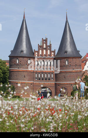 Ville Holstentor gate, Lübeck, Schleswig-Holstein, Allemagne, Europe Banque D'Images