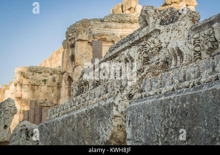 Temple de Baco. Ruines de Baalbek. Ancienne ville de Phenicia situé dans la vallée de Beca au Liban. Acropole avec vestiges romains. Banque D'Images